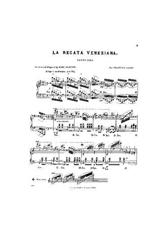 Franz Liszt La Regata Veneziana score for Piano