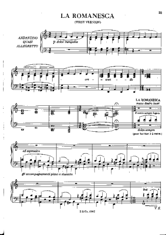 Franz Liszt La Romanesca S.252a score for Piano