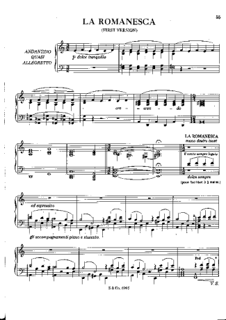 Franz Liszt La Romanesca S.252a score for Piano