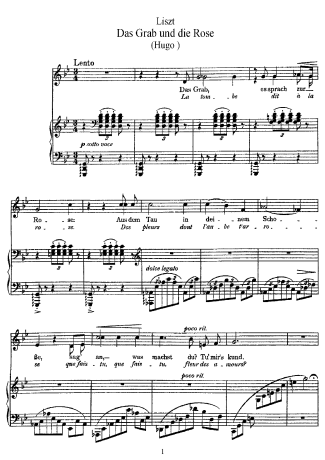 Franz Liszt La Tombe Et La Rose S.285 score for Piano