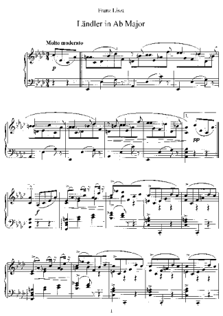 Franz Liszt Ländler In A-flat Major S.211 score for Piano