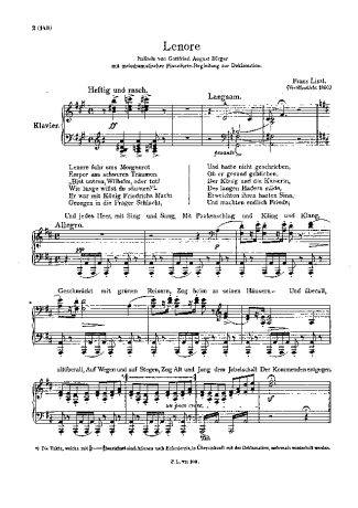 Franz Liszt Lenore S.346 score for Piano