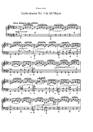 Franz Liszt Liebestraum score for Piano