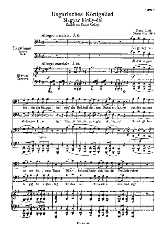 Franz Liszt Magyar Király Dal S.340 score for Piano