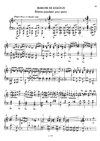 Franz Liszt Marche De Rákóczy S.244c score for Piano