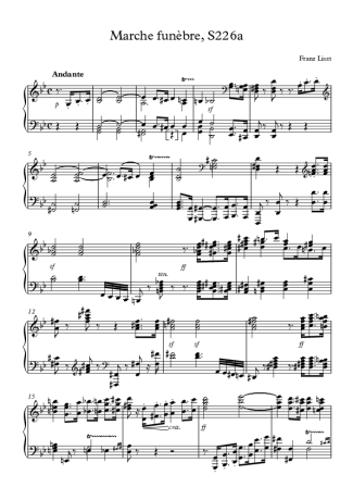 Franz Liszt Marche Funèbre S.226a score for Piano