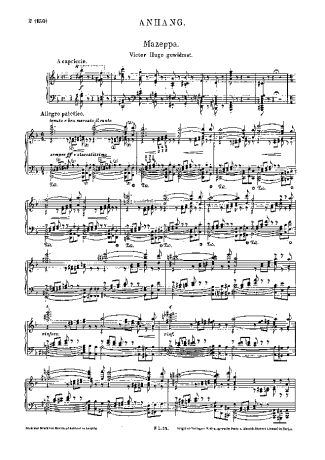 Franz Liszt Mazeppa S.138 score for Piano