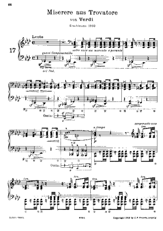 Franz Liszt Miserere Du Trovatore S.433 score for Piano