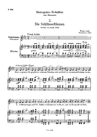 Franz Liszt Muttergottes Sträusslein Zum Mai Monate S.316 score for Piano