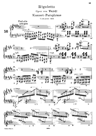 Franz Liszt Paraphrase De Concert Sur Rigoletto S.434 score for Piano