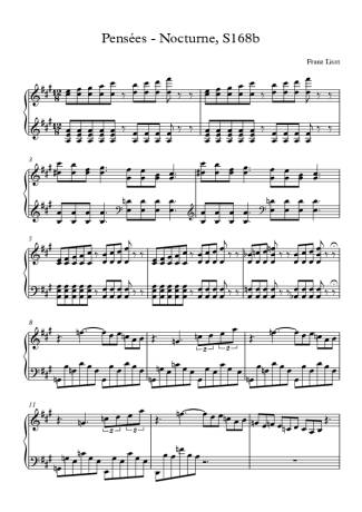 Franz Liszt Pensées S.168b score for Piano