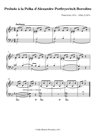 Franz Liszt Prélude À La Polka D Alexandre Porfiryevitch Borodine S.207a score for Piano