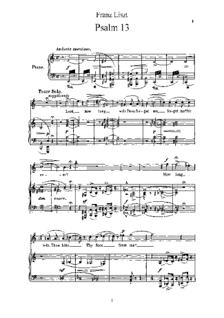 Franz Liszt Psalm 13 S.13 score for Piano