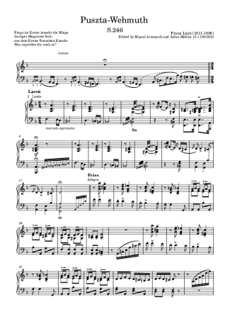 Franz Liszt  score for Piano