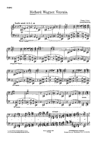 Franz Liszt R.W. Venezia S.201 score for Piano