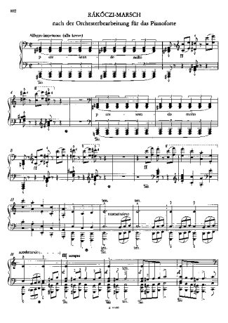 Franz Liszt Rákóczi Marsch S.117 score for Piano