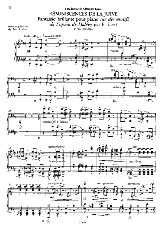 Franz Liszt Réminiscences De La Juive S.409a score for Piano