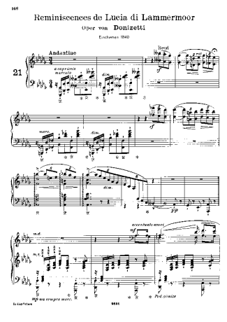 Franz Liszt Réminiscences De Lucia Di Lammermoor S.397 score for Piano