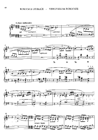 Franz Liszt Romance Oubliée S.527 score for Piano