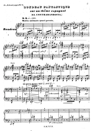 Franz Liszt Rondeau Fantastique Sur Un Thème Espagnol S.252 score for Piano