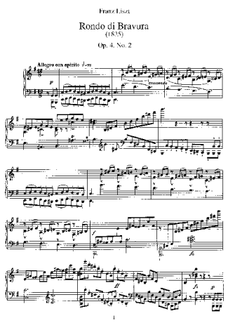 Franz Liszt Rondo Di Bravura S.152 score for Piano
