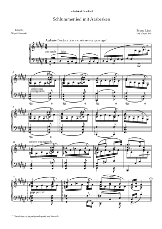 Franz Liszt Schlummerlied Mit Arabesken S.454 score for Piano