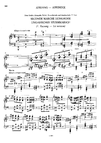 Franz Liszt Seconde Marche Hongroise S.232 score for Piano