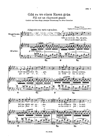 Franz Liszt Sil Est Un Charmant Gazon S.284 score for Piano
