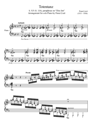 Franz Liszt Totentanz S. 525 score for Piano