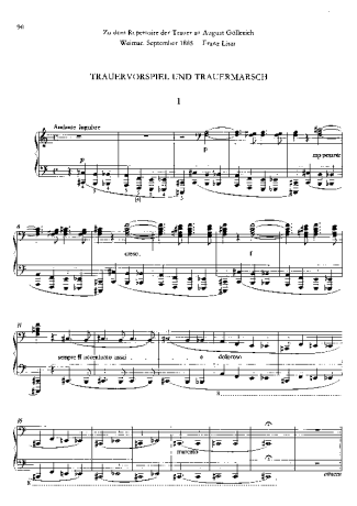 Franz Liszt Trauervorspiel Und Trauermarsch S.206 score for Piano