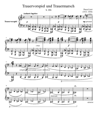 Franz Liszt Trauervorspiel und Trauermarsch S. 206 score for Piano