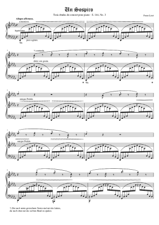 Seguro Superioridad Síntomas Franz Liszt - Un Sospiro - Sheet Music For Piano