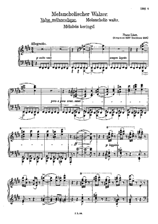 Franz Liszt Valse Mélancolique S.210 score for Piano