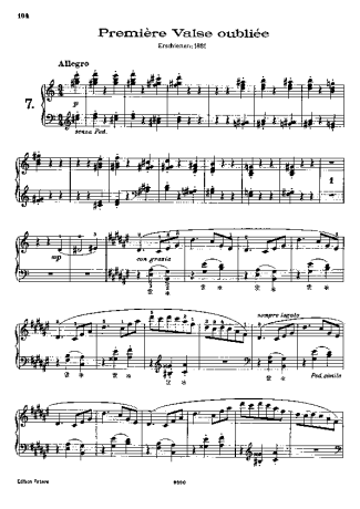 Franz Liszt Valses Oubliées S.215 score for Piano