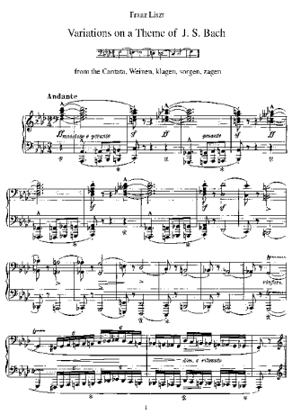 Franz Liszt Variationen Über Das Motiv Von Bach S.180 score for Piano