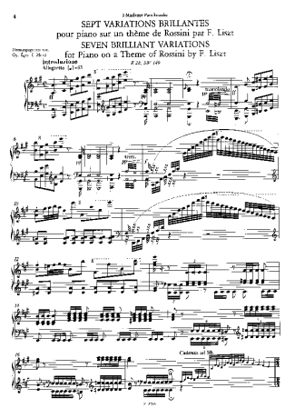 Franz Liszt Variations Brillantes Sur Un Thème De Rossini S.149 score for Piano