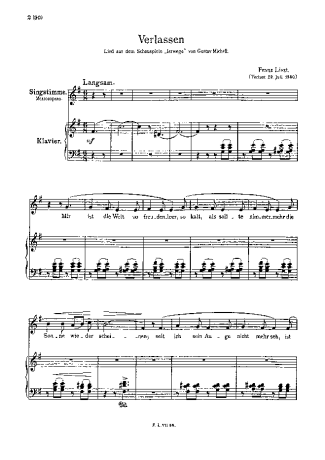 Franz Liszt Verlassen S.336 score for Piano