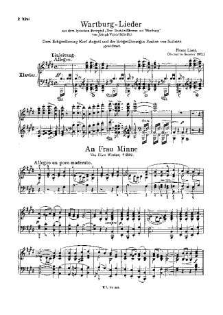Franz Liszt Wartburg Lieder S.345 score for Piano
