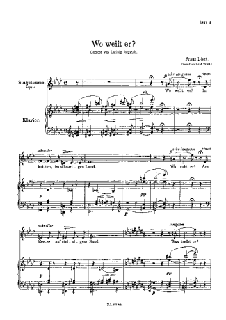 Franz Liszt Wo Weilt Er_ S.295 score for Piano