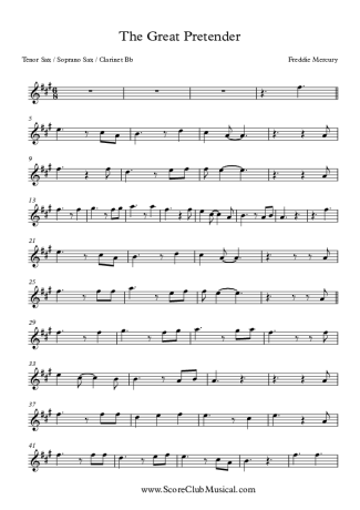 Freddie Mercury The Great Pretender score for Tenor Saxophone Soprano (Bb)