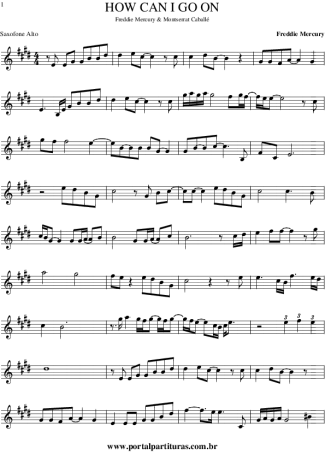 Freddie Mercury & Montserrat Caballé How Can I Go On score for Alto Saxophone