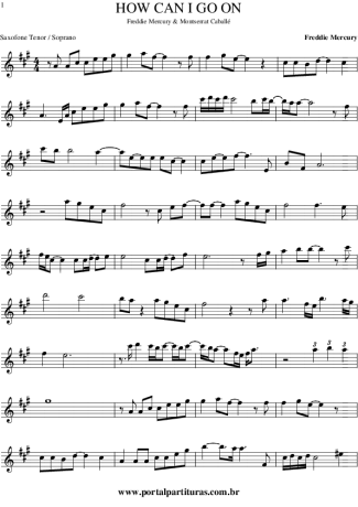 Freddie Mercury & Montserrat Caballé  score for Tenor Saxophone Soprano (Bb)