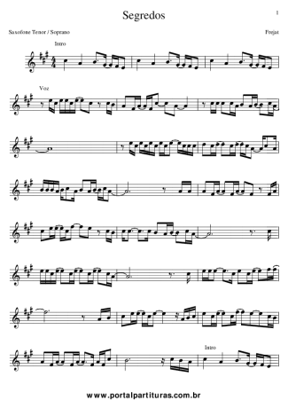 Frejat Segredos score for Tenor Saxophone Soprano (Bb)