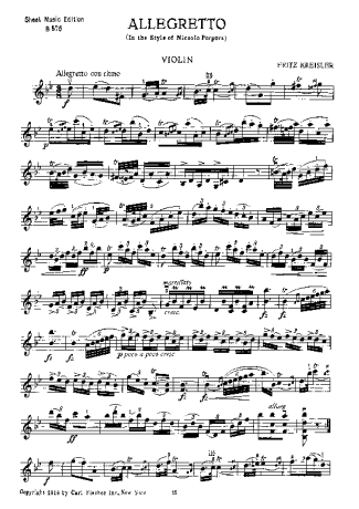 Fritz Kreisler  score for Violin