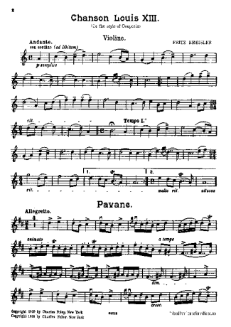 Fritz Kreisler  score for Violin