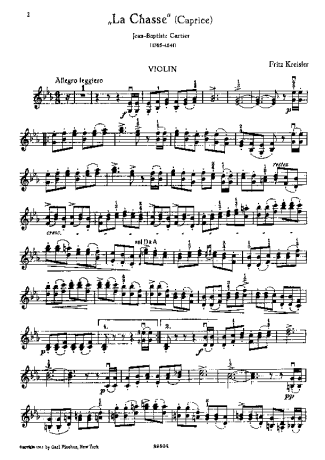 Fritz Kreisler La Chasse score for Violin