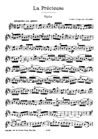 Fritz Kreisler La Precieuse score for Violin