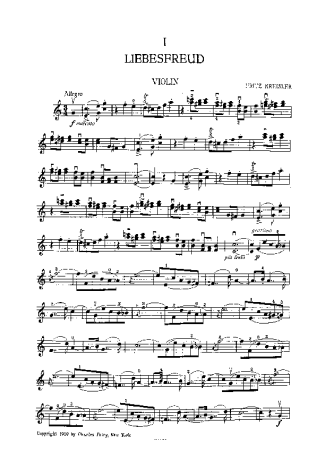 Fritz Kreisler Liebesfreud score for Violin