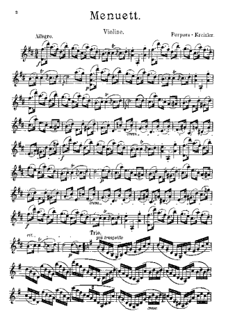 Fritz Kreisler Menuett score for Violin