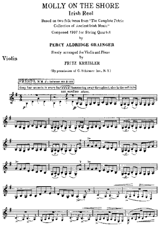 Fritz Kreisler Molly On The Shore score for Violin
